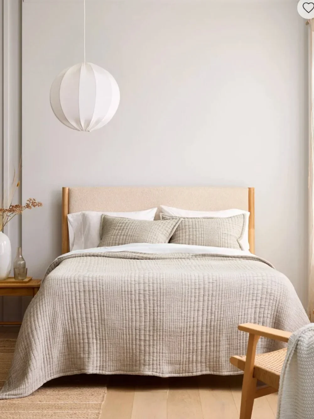 Quince Organic Cotton Channel Stitch Coverlet Set, King / Cal King, Sand (flaw)